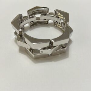 Stella and Dot Chunky Garbo Silver Link Geometric Bracelet